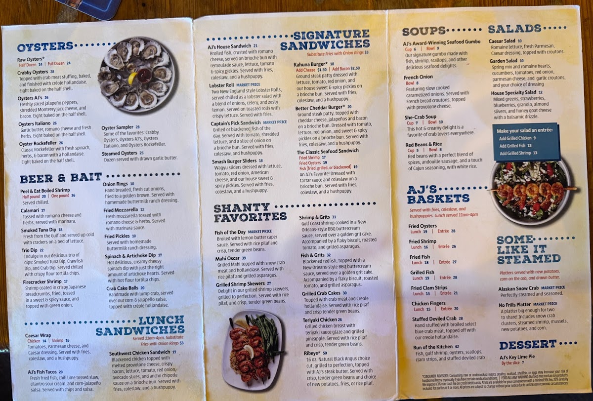Menu Aj’S Seafood & Oyster Bar-1