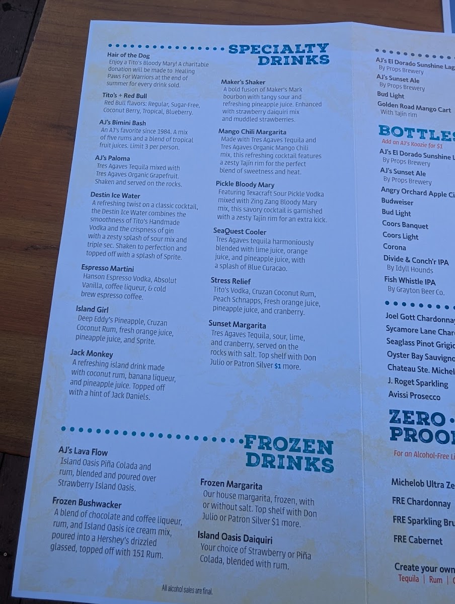 Menu Aj’S Seafood & Oyster Bar-2