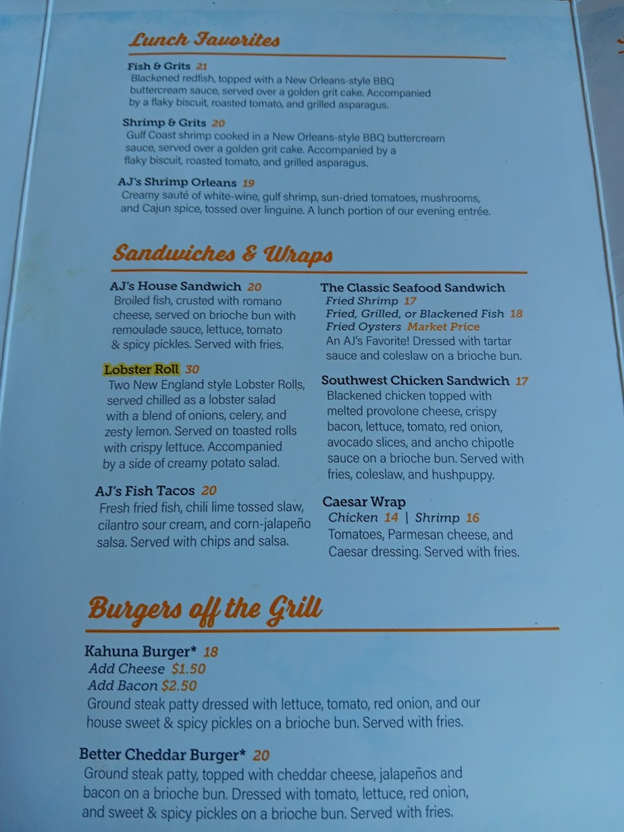Menu Aj’S Seafood & Oyster Bar-3