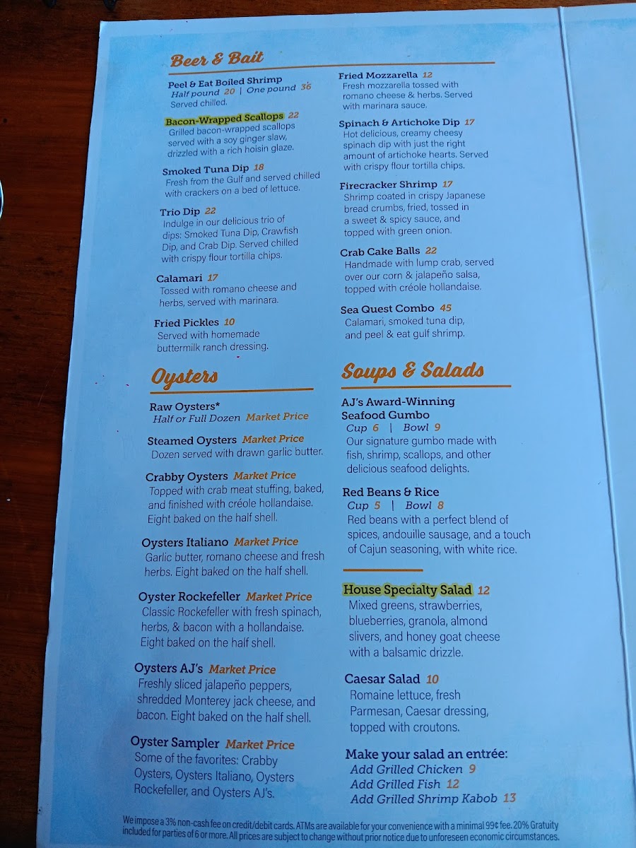 Menu Aj’S Seafood & Oyster Bar-5