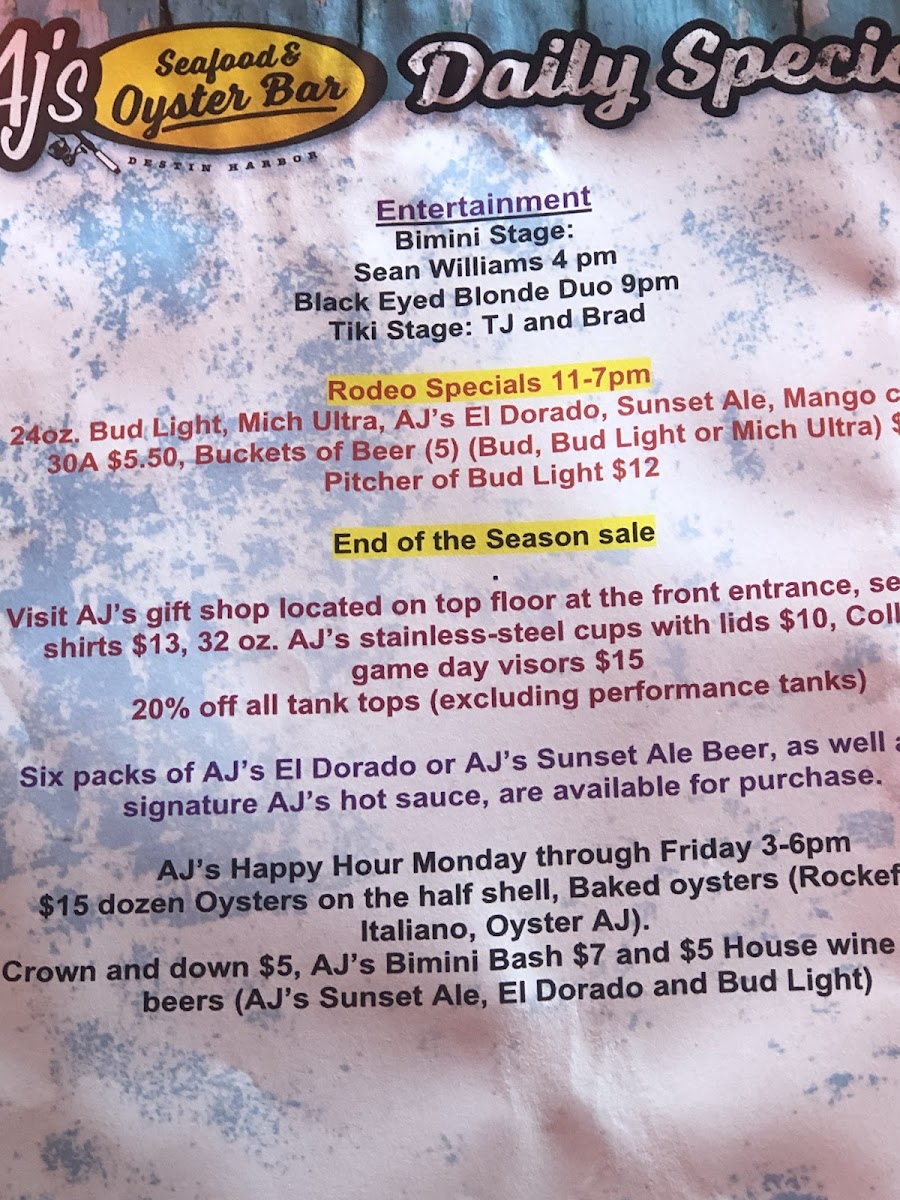 Menu Aj’S Seafood & Oyster Bar-7